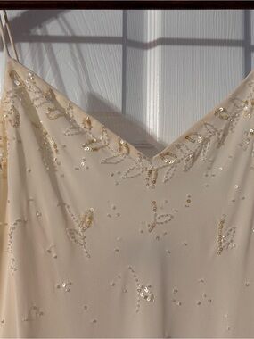 Xscape Cream Strapless Sequin-Embellished Slip Dress